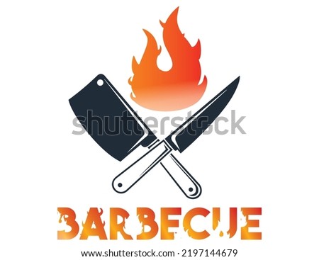 barbecue fire knife kitchen meat vectors