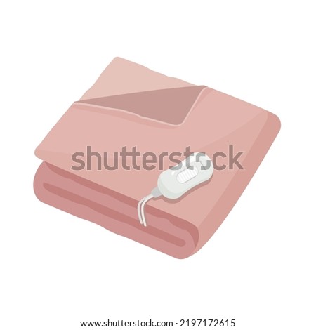 Electric blanket concept. Modern electric blanket for the home. Cartoon Vector isolated illustration on white background Royalty-Free Stock Photo #2197172615