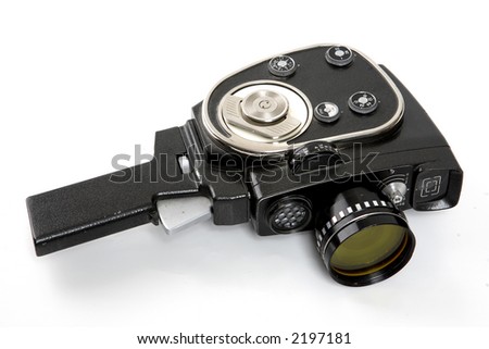 old movies camera isolated on a white background