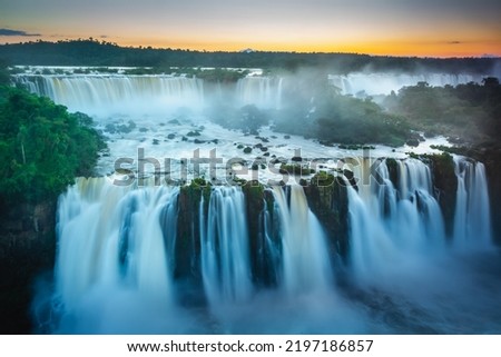 Iguazu Falls dramatic landscape, view from Argentina side, South America Royalty-Free Stock Photo #2197186857