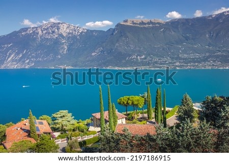 Above lake Garda coastline in Limone sul Garda , Northern Italy