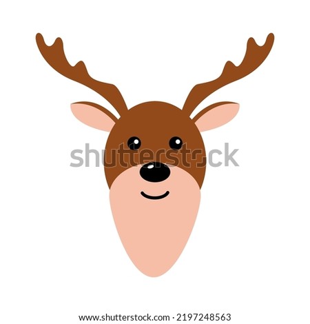 Vector Christmas and New Year symbol Icon. Gift, Pine, Ball, Santa, Candle, Gingerbread Man, Candy, Bell, Mistletoe Wreath and such Things. Merry Christmas. Vector illustration reindeer or deer 