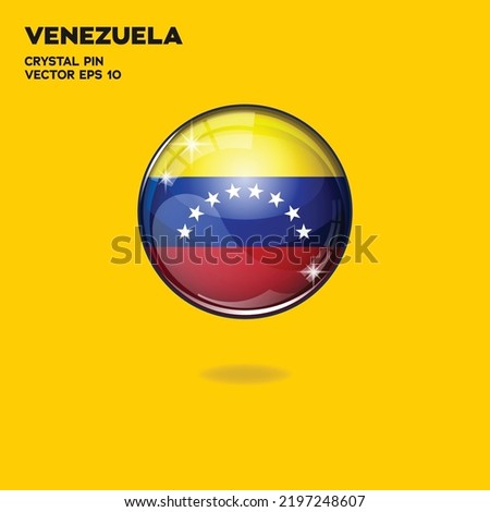 Round button national flag of Venezuela with the reflection of light and shadow. Icon country. Realistic vector illustration.