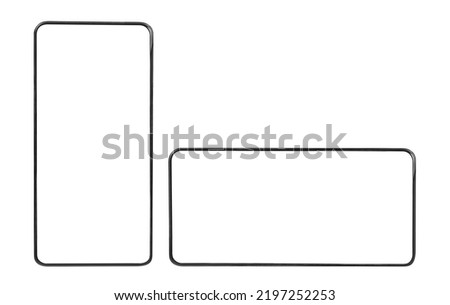 Black smartphones with white screen, isolated on white background