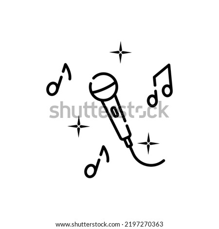 Microphone icon. High quality icon in modern flat style. Black music icon on white background for web design and mobile app. Speaker line logo.