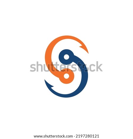 letter S hook fishing logo icon vector graphic design