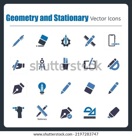 This is a collection of handcrafted pixel perfect Geometry and Stationary vector icons.