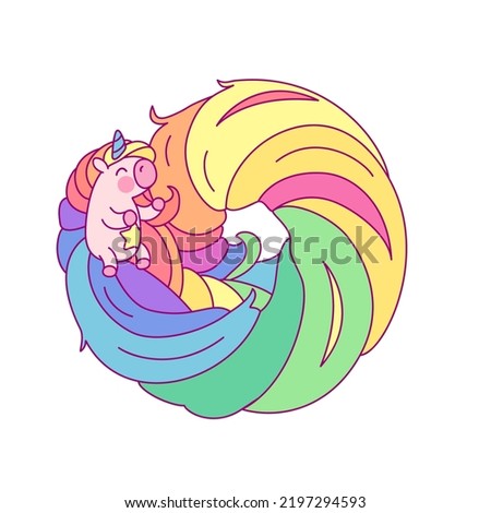 rainbow unicorn, magic circle birthday clip art