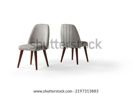 chair isolated on white background . wooden and fabric furniture . different angle
 Royalty-Free Stock Photo #2197313883
