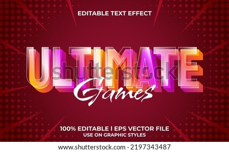 ultimate 3d text effect with game theme. modern typography template for games tittle Royalty-Free Stock Photo #2197343487