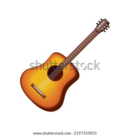 realistic guitar music instrument isolated icon