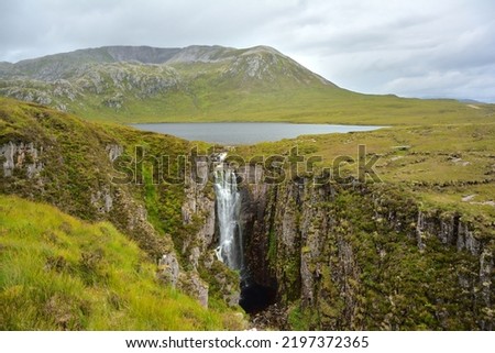 Wailing Widow waterfall, Loch na Gainmhich, North Coast 500, Highland, Scotland Royalty-Free Stock Photo #2197372365
