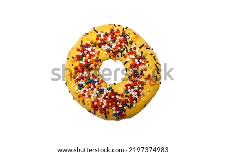 donut cake round with colored sprinkles on a white background