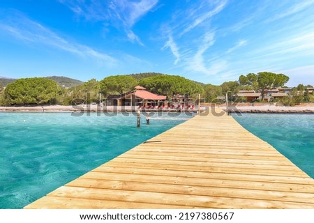 Captivating view of  beach of Santa Giulia resort. Picturesque seascape of Mediterranean sea. Location: Santa Giulia, Porto-Vecchio, Corsica, France, Europe