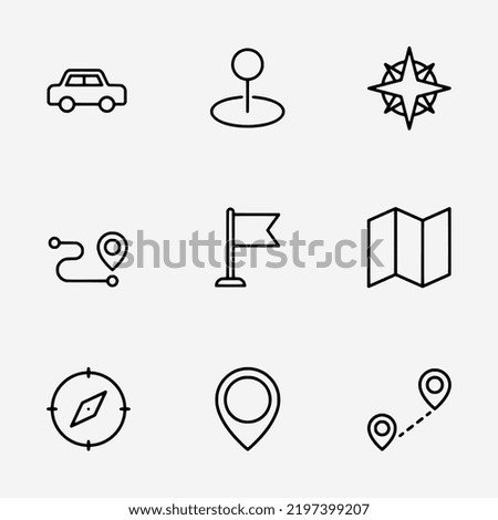 Map and navigation set of icons for web