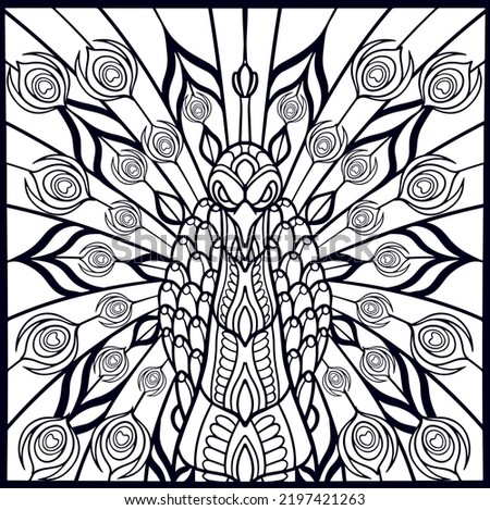 Illustration of Peacock bird zentangle arts isolated on white background