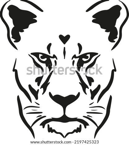 Wild lioness vector illustration art.