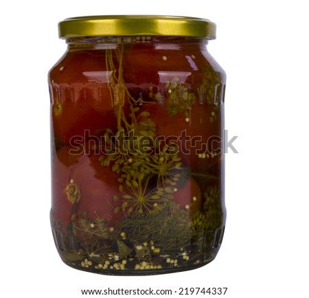 Tomatoes marinated red carved on a white background