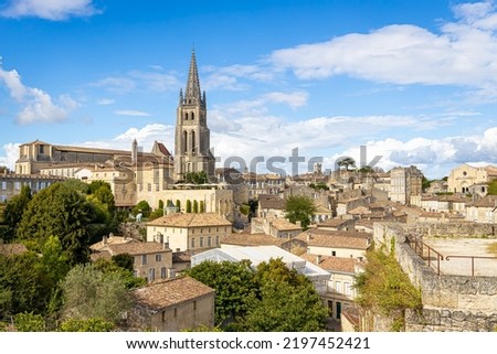 View of Saint-Émilion, a commune in the Gironde department in Nouvelle-Aquitaine in southwestern France Royalty-Free Stock Photo #2197452421