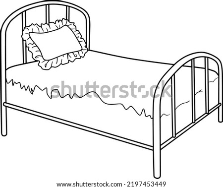 bed  line vector illustration isolated on white background
