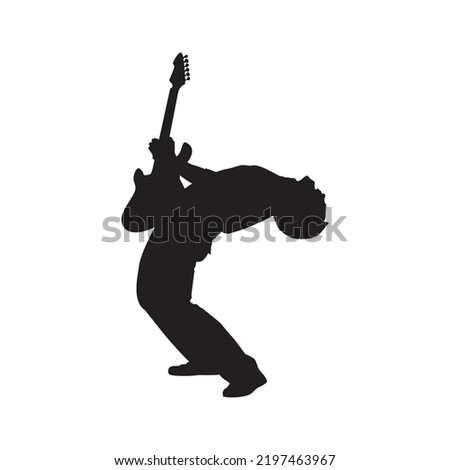 guitar player silhouette with style, vector silhouette.