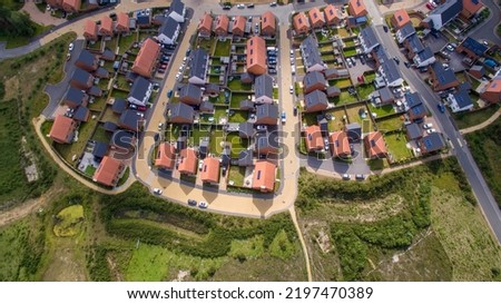 Drone of new build housing estate Royalty-Free Stock Photo #2197470389