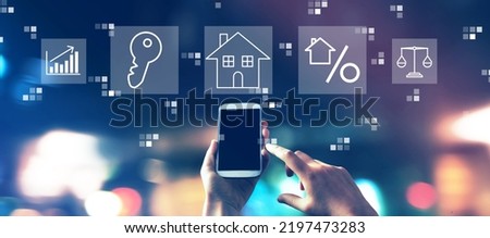 Real estate theme with blurred city lights at night