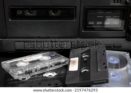 Vintage compact cassette and audio tape player