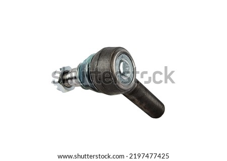 Tie rod end, steering tie rod end, car spare parts, isolated on white background. Tie rod end or ball joint, automotive part. Royalty-Free Stock Photo #2197477425