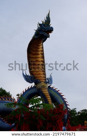 The Naga is beautiful. Naga named Grandfather Srimukda at Wat Phu Manorom Mukdahan Province