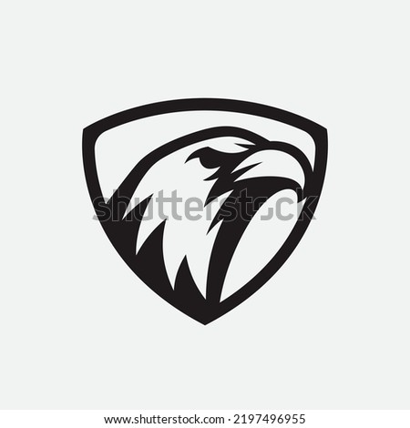 American Bald Eagle logo. Hawk Phoenix shield emblem design editable for your business. Vector illustration