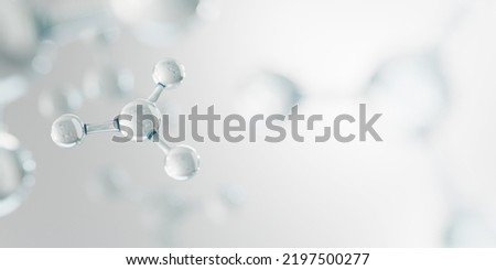 molecules background. Science illustration of a cream molecule. Hyaluronic acid skin solutions advertising, collagen serum drop with cosmetic advertising background. 3d rendering.