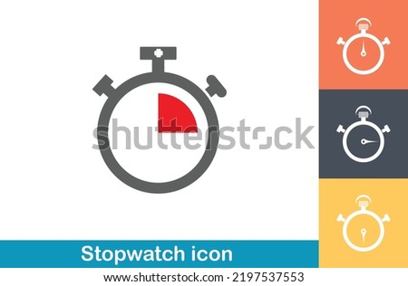 stopwatch icon vector On a white background, a round alarm clock and stopwatch icon in trendy flat style, easy to change color and size in vector format. 