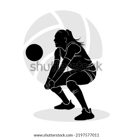 Silhouette art of female volleyball player. Vector illustration