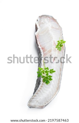 Atlantic  wolffish steak isolated on white background 