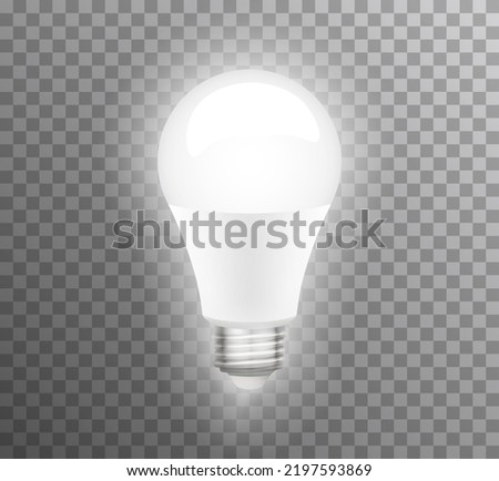 Led bulb lamp isolated vector light eco. Led lightbulb energy save white Royalty-Free Stock Photo #2197593869