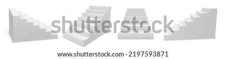 White 3d stair mockup room front stand background. 3d stair podium showcase design concept Royalty-Free Stock Photo #2197593871