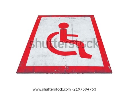 Wheelchair symbol in a disabled parking lot old icons red color and white backgroundon , which ideal for use in the design which isolated on a white background
