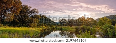 Setting Sun Over the Davis Mountains Preserve - Madera Canyon Trail West Texas Royalty-Free Stock Photo #2197643107