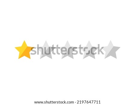 One golden stars with four not active. Rating button. Customer product rating review icon. Vector illustration. Assessment for web sites and apps. 