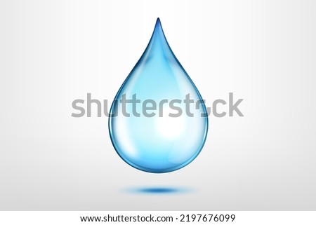 High Quality Water Drop Isolated on White Background, Different from Similar Vector. Vector Illustration