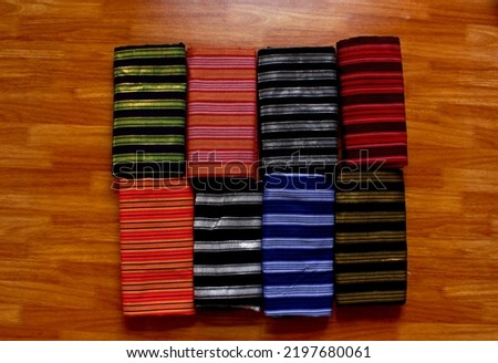 Top view "Buton Sarong" from Buton Island, Indonesia. Buton Sarong is a type of traditional woven fabric that is only produced by the craftsmen and using a hand-tool not a machine