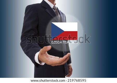 Businessman hand showing Czech Republic Flag 