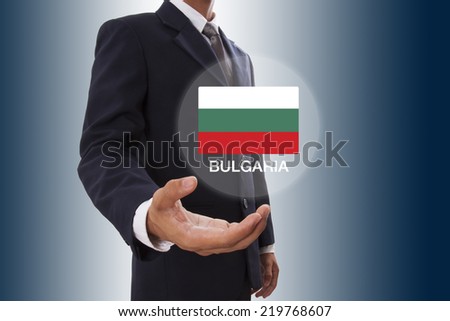 Businessman hand showing Bulgaria Flag 