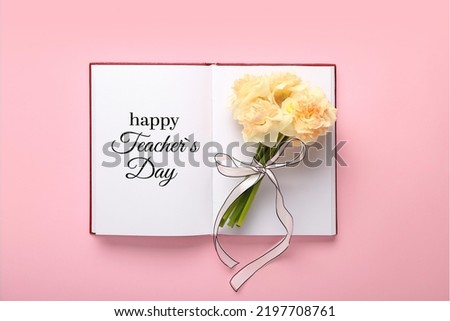 World teachers day celebration. happy teachers day for all teacher. book on the pink background.  