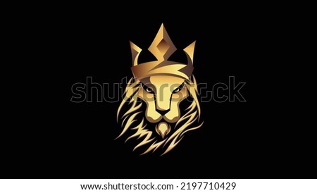 Lion face logo vector template Elegant Royal crown with lion head face.