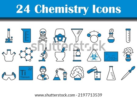 Chemistry Icon Set. Editable Bold Outline With Color Fill Design. Vector Illustration.