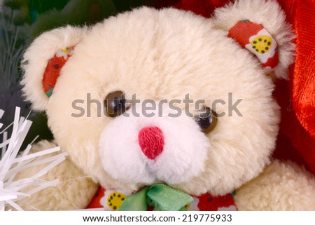 Cute toy bear with christmas gift