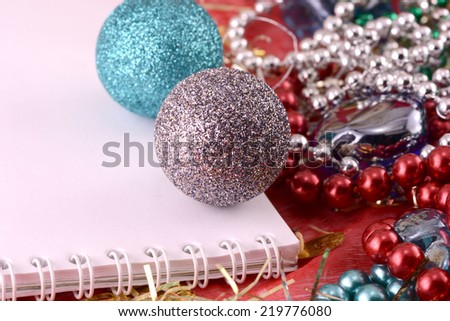 christmas ornament with pearls, new year card