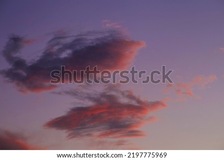 Pink Clouds and lovely sky at Sunset in Alicante in summer